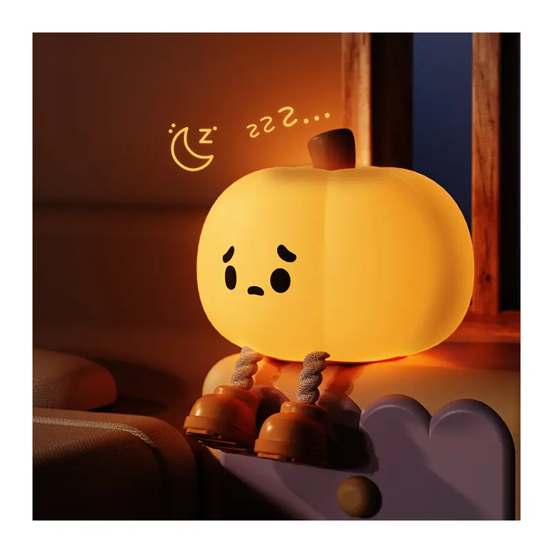 Contemporary Creative Pumpkin Silicone Shade LED Night Light Table Lamp For Bedroom