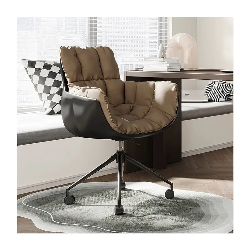 Contemporary Scandinavian Steel Microfiber Leather Fabric Desk Chair Backrest Armrest For Home Office