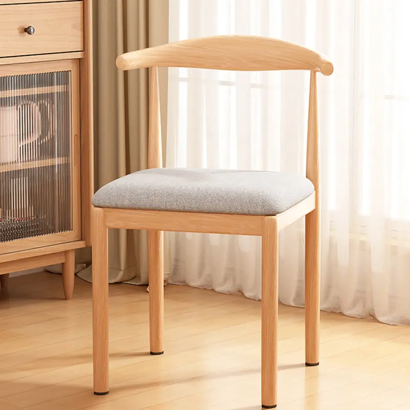Contemporary Nordic Rectangular Wood Fabric Chair Backrest Armless For Living Room