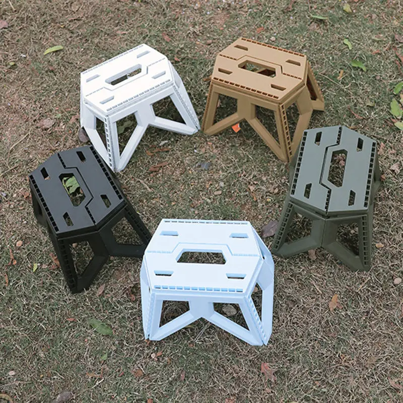 Contemporary Industrial PP Rectangular Triangle Leg Foldable Portable Low Stool Backless For Outdoor