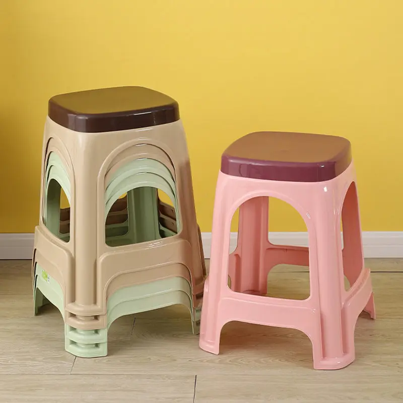 Contemporary Nordic Square Plastic Stackable Chair Footrest For Bedroom