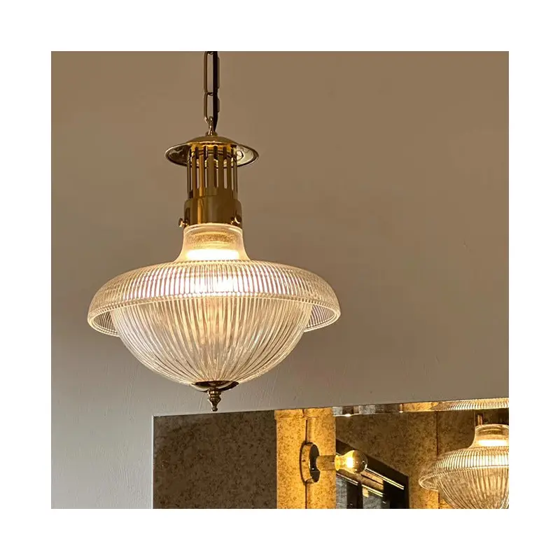 Traditional Vintage Dome Metal Glass 1-Light Pendant Light For Living Room