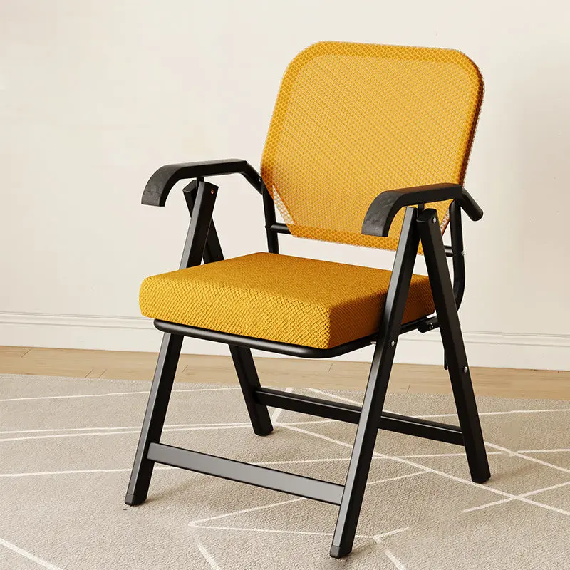 Modern Simplicity Square 3D Breathable Mesh Upholstered Foldable Desk Chair Backrest Armrest For Home Office