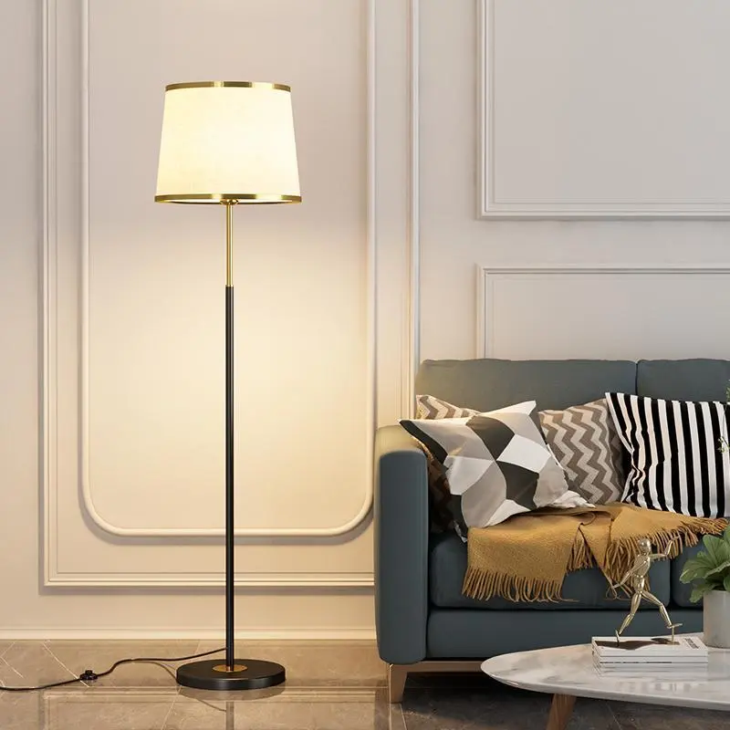 Modern Minimalist Round Cylinder Metal Iron Fabric 1-Light Standing Floor Lamp For Living Room