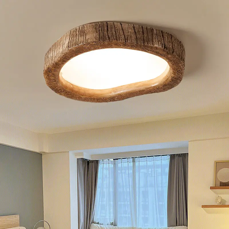 Contemporary Creative Love Wood Grain Resin Acrylic LED Flush Mount Ceiling Light For Bedroom
