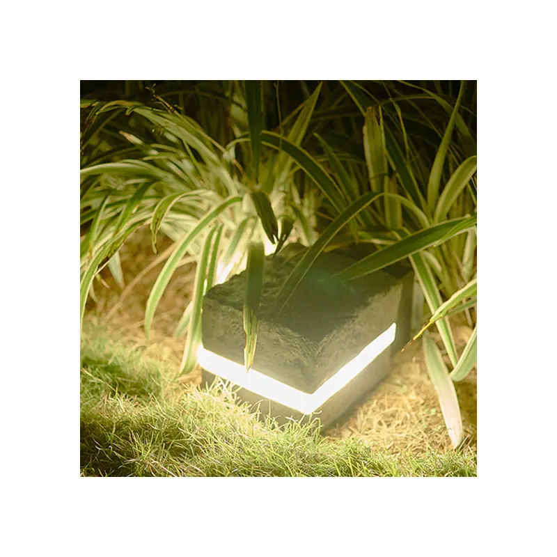 Contemporary Simplicity Solar Resin Simulation Striped Stone LED Outdoor Light For Garden