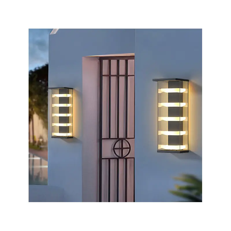 Contemporary Creative Stainless Steel Acrylic Rectangular Waterproof LED Wall Sconce Lamp For Outdoor Patio