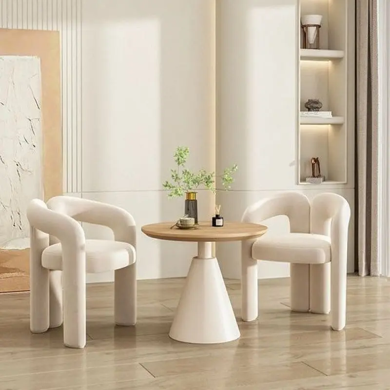 Contemporary Scandinavian Round Cone Iron Base Solid Wood Side Table 1 - Tier For Living Room