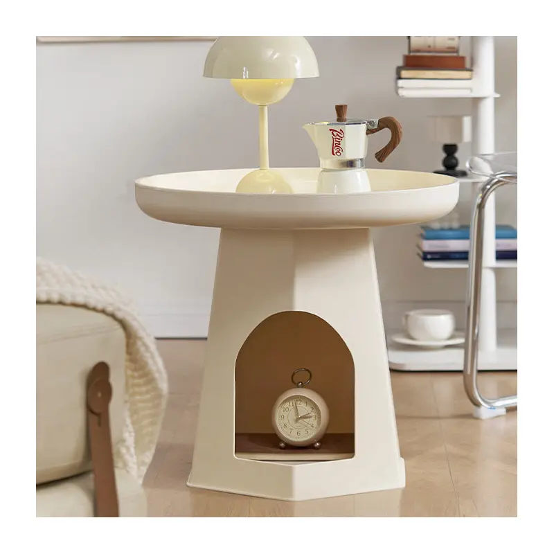 Traditional Japanese Round Plastic Side Table 1-Storage For Living Room