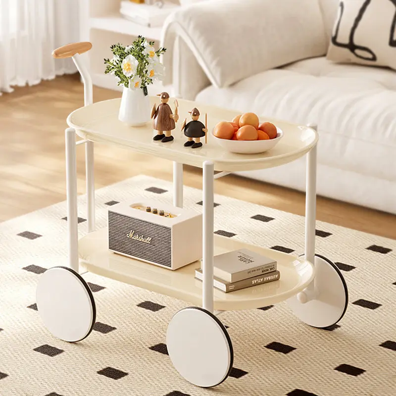 Contemporary Creative Oval Steel Plastic End Table 2-Tier For Living Room