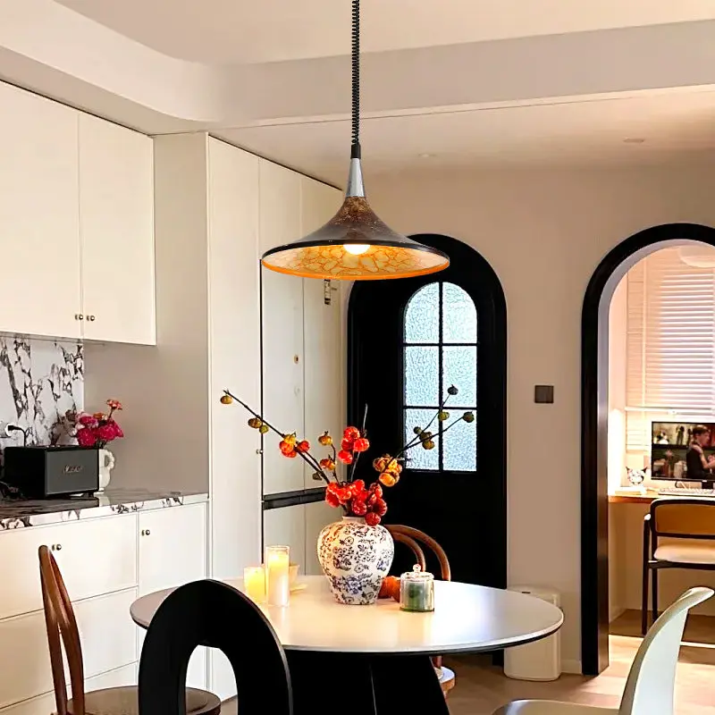 Traditional Vintage Dome Iron Acrylic 1-Light Pendant Light For Living Room