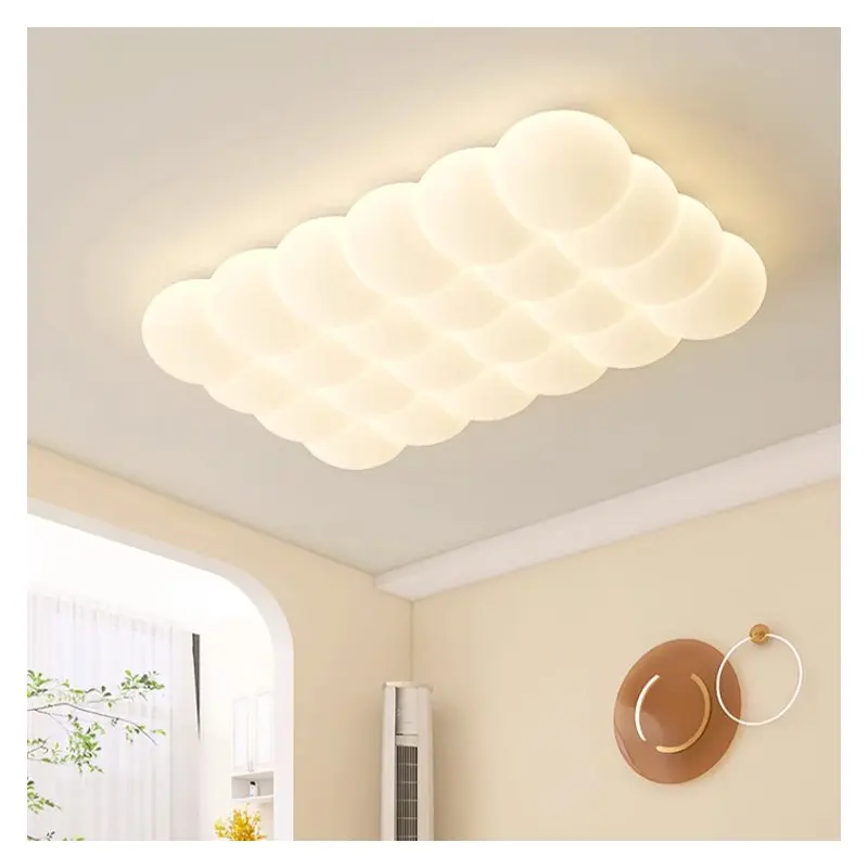 Modern Simplicity Iron PE Bubble Cloud Round Square Rectangular LED Flush Mount Ceiling Light For Bedroom