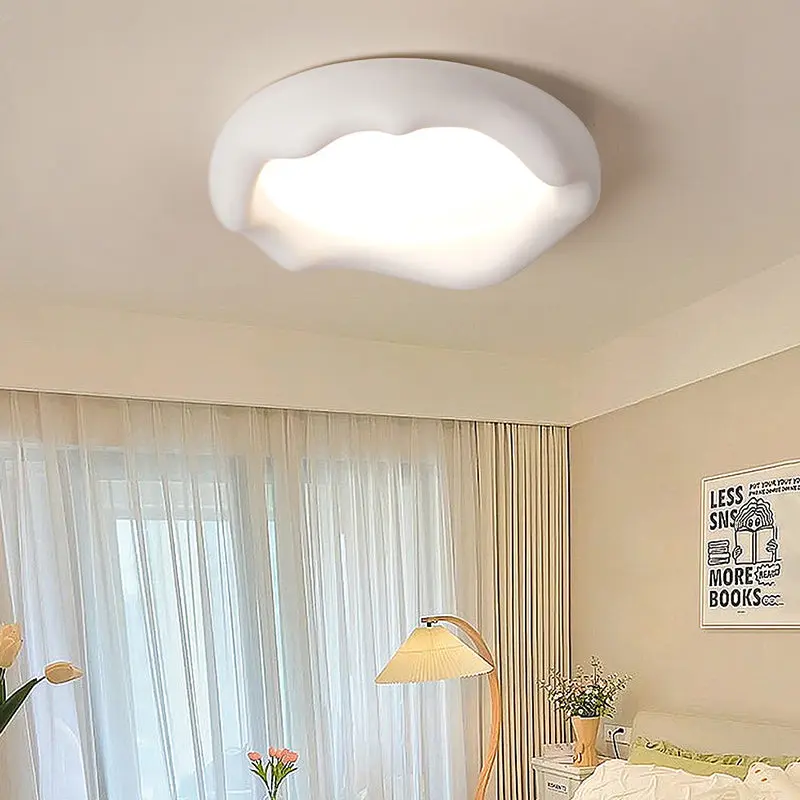 Contemporary Creative Round Iceberg Shape Wave Iron Resin Acrylic Shade LED Flush Mount Ceiling Light For Bedroom