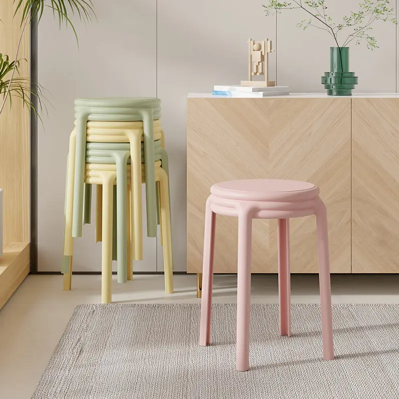 Contemporary Nordic Geometry Round Plastic Stackable Chair For Bedroom