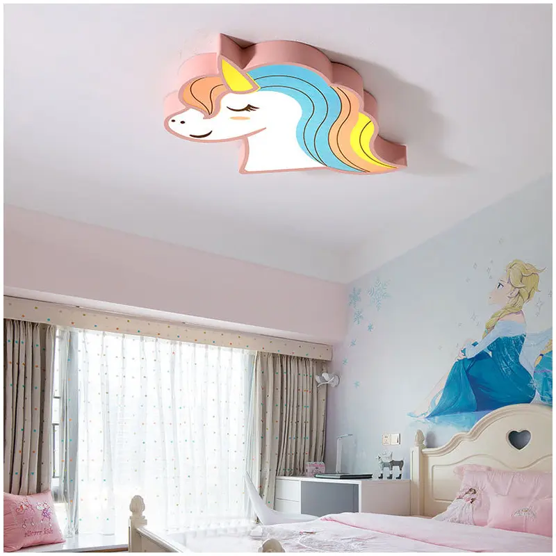 Contemporary Creative Horse Acrylic Iron Lampshade LED Flush Mount Ceiling Light For Bedroom