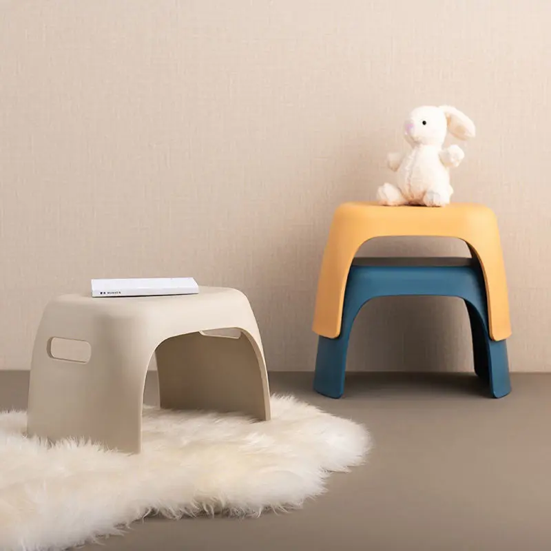 Modern Minimalist Rectangular Non-Slip Plastic Low Stool For Living Room