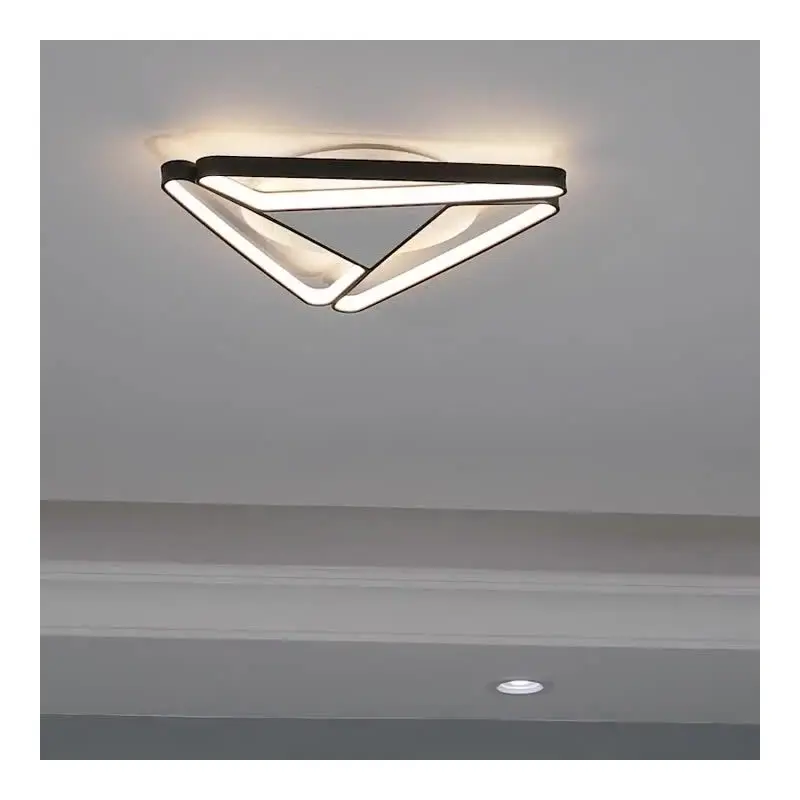 Modern Minimalist Triangle Aluminum Silicone LED Flush Mount Ceiling Light For Bedroom