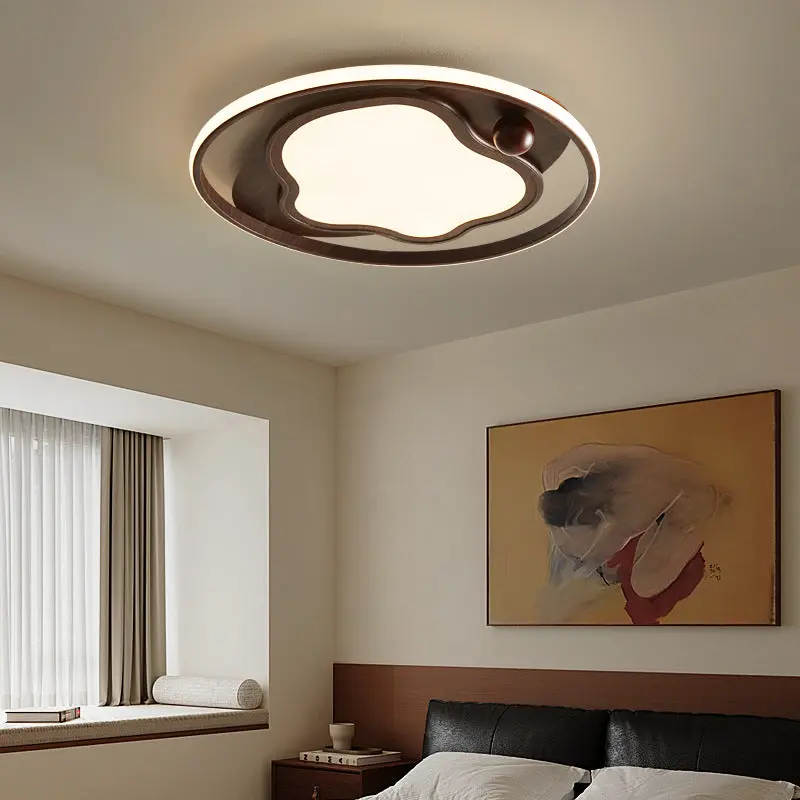 Traditional Vintage Round Iron Acrylic LED Flush Mount Ceiling Light For Bedroom