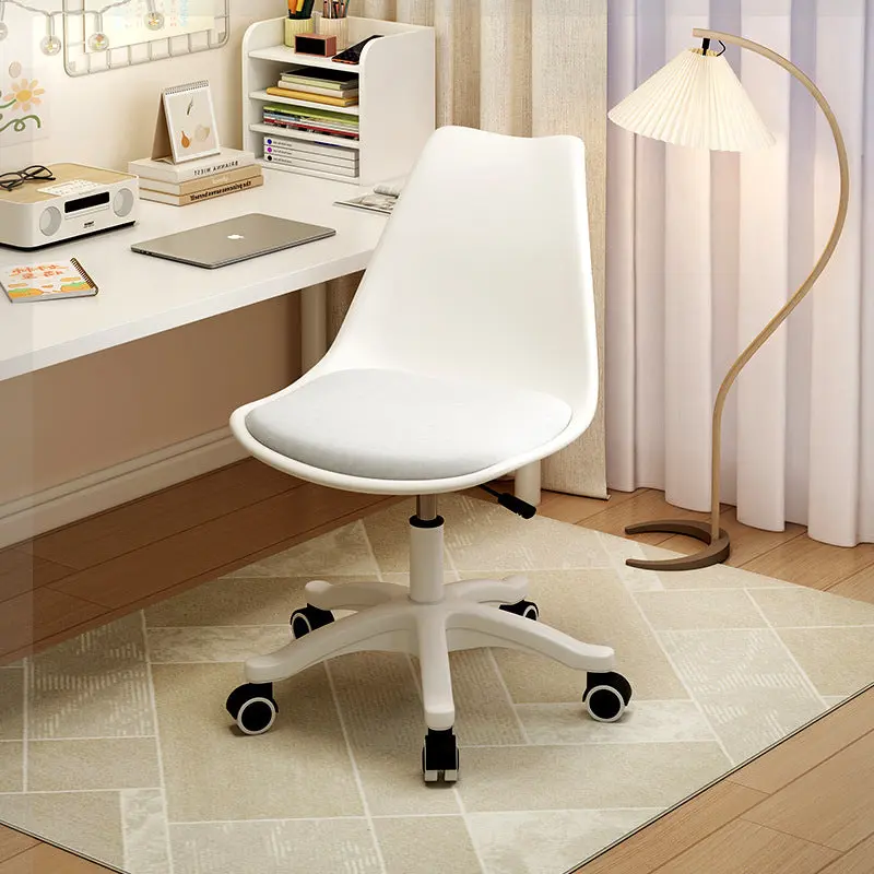 Contemporary Nordic Plastic Carbon Steel Nylon Desk Chair Backrest Armless For Home Office