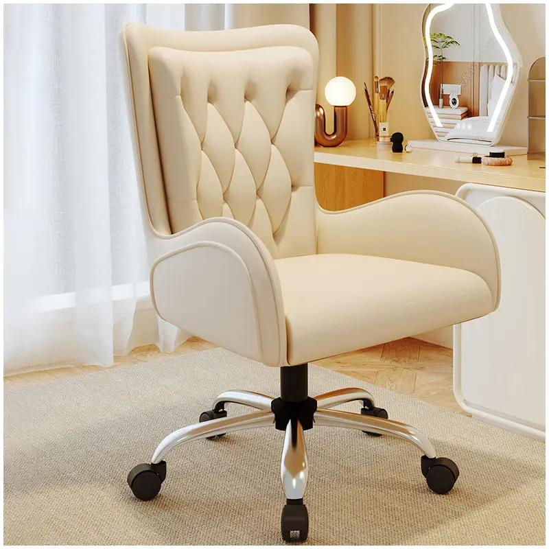 Contemporary Nordic PU Leather Steel Desk Chair Backrest Armrest For Home Office