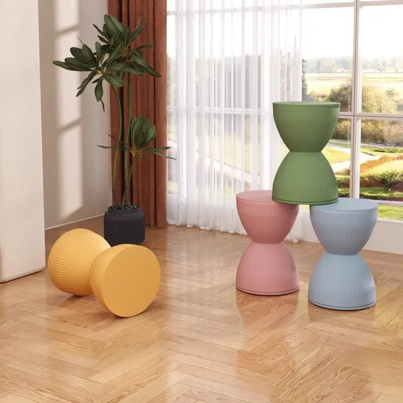 Modern Simplicity Hourglass Shape Stripe Round Plastic Chair For Living Room