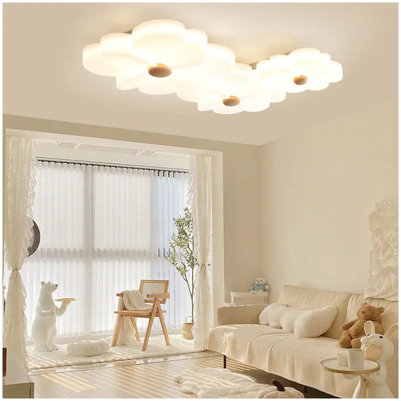 Contemporary Creative Flower String Iron Acrylic LED Flush Mount Ceiling Light For Living Room