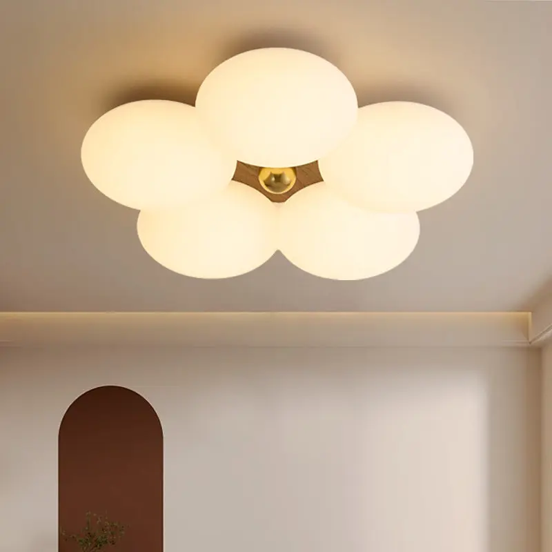 Contemporary Creative Romantic Flower Iron Plastic LED Flush Mount Ceiling Light For Bedroom