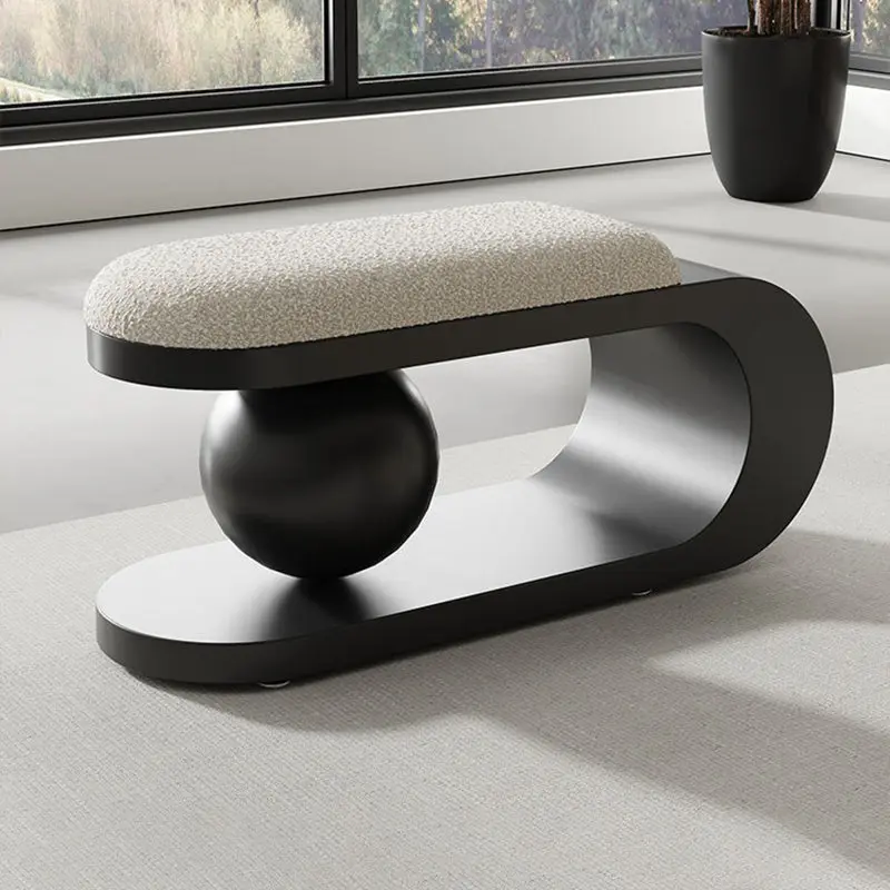 Contemporary Scandinavian Long Curve Orb Carbon Steel Lambswool Chair For Living Room