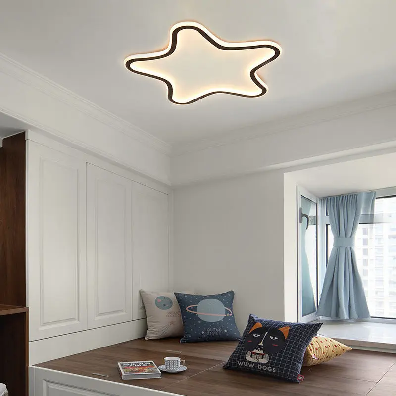 Contemporary Creative Kids Star Shape Silicone Aluminum Iron LED Flush Mount Ceiling Light For Bedroom