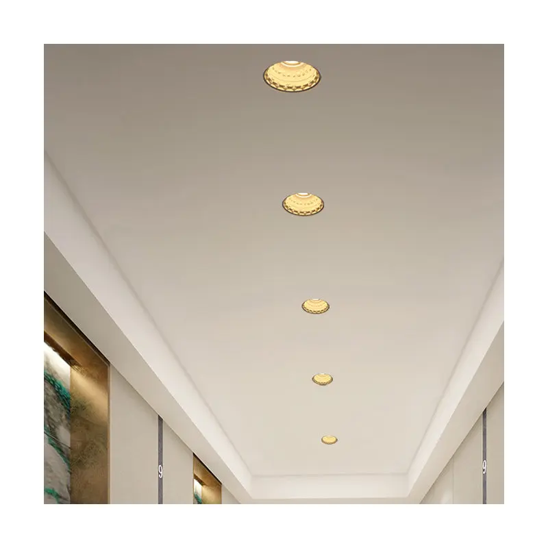 Traditional French Plaster Aluminum Round Zodiac Three-dimensional Pattern Recessed LED Flush Mount Ceiling Light Spotlight For Hallway