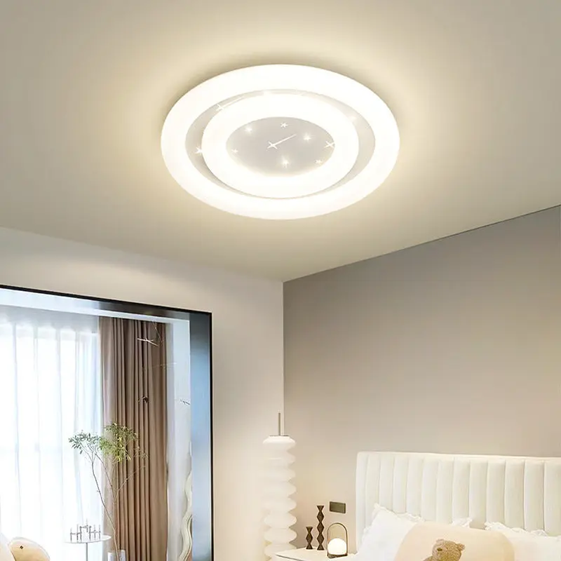 Modern Simplicity Round Ring Star Acrylic Hardware LED Flush Mount Ceiling Light For Living Room