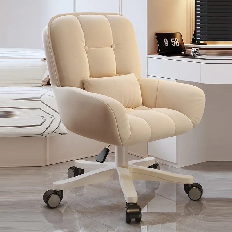 Modern Minimalist Penguin Velvet Carbon Steel Square Movable Desk Chair With Backrest For Home Office