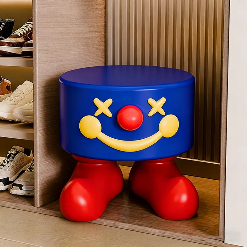 Contemporary Creative Clown Shape Resin Low Stool Backless Armless For Entryways