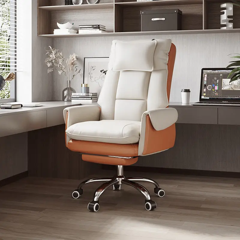 Modern Simplicity PCV Leather Aluminum Alloy Steel Cotton Sponge Square Reclinable Desk Chair Backrest Footrest Headrest For Home Office