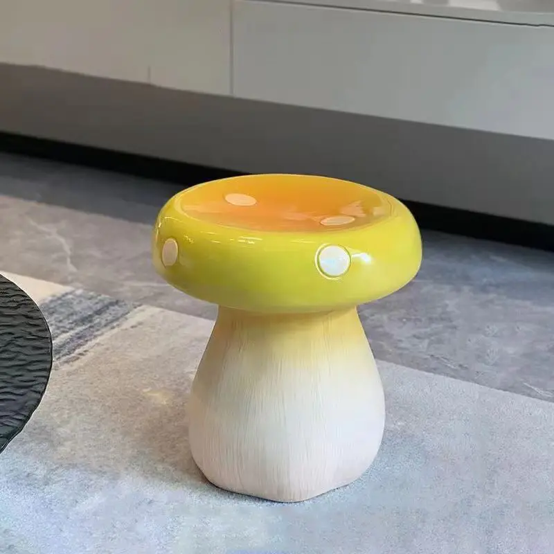 Contemporary Creative Mushroom Resin Fiberglass Low Stool For Bedroom