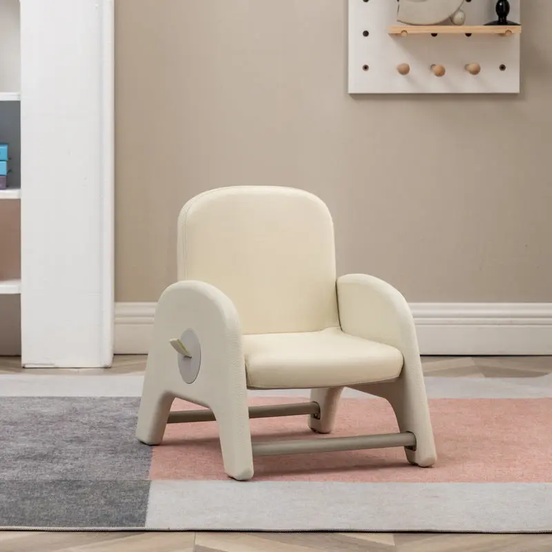 Modern Minimalist Kids Square Trapezoid Liftable PU Leather Metal Low Stool For Living Room