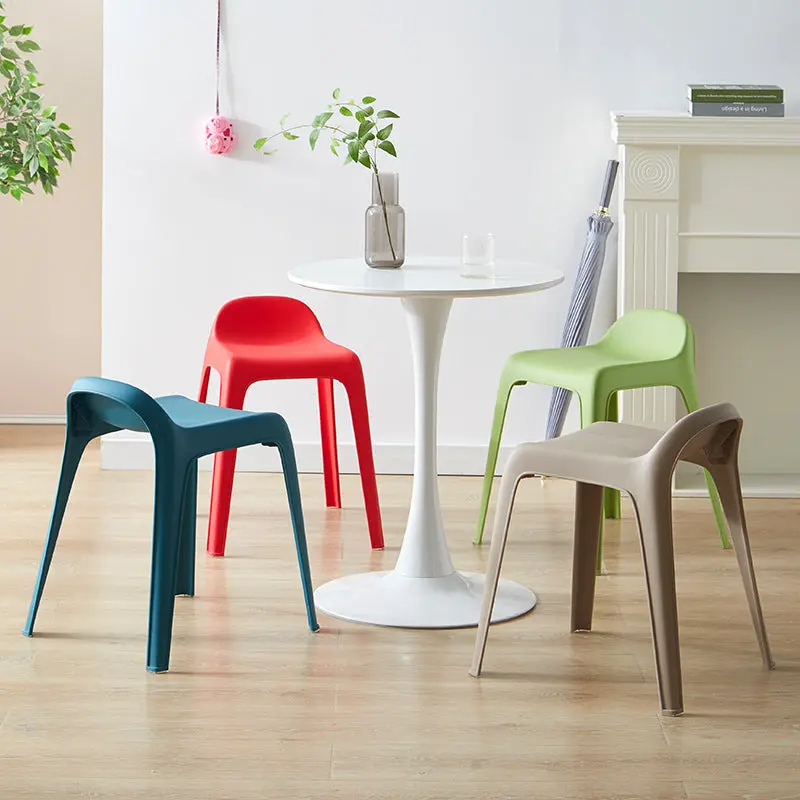 Modern Minimalist Square Curved Plastic Chair For Living Room