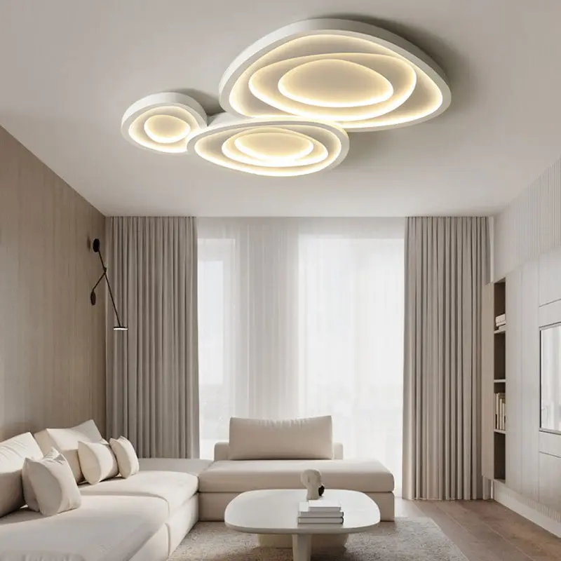 Modern Simplicity Triangle Rose Cream Acrylic Iron LED Flush Mount Ceiling Light For Living Room