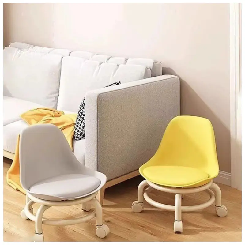 Contemporary Nordic PU PP Wheels Children Low Stool Backrest Armless For Living Room