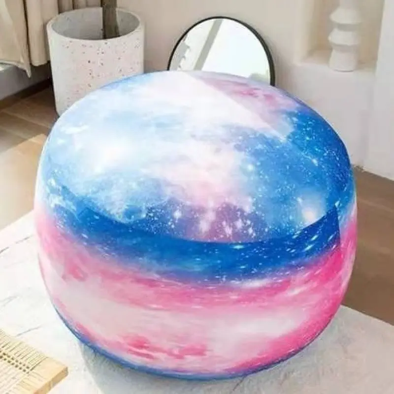 Contemporary Creative Round Fruit Watermelon Print Pattern Fabric Low Stool For Living Room