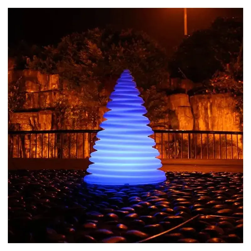 Modern Art Deco Rechargeable Christmas Tree Shape Plastic LED Outdoor Light For Garden