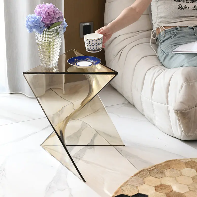 Contemporary Creative Irregular Geometry Triangle PC End Table 1-Tier For Living Room