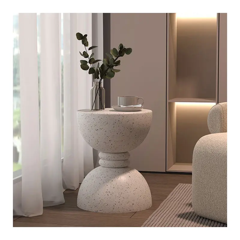 Contemporary Nordic Hourglass Magnesium Oxide Side Table 1 - Tier For Living Room