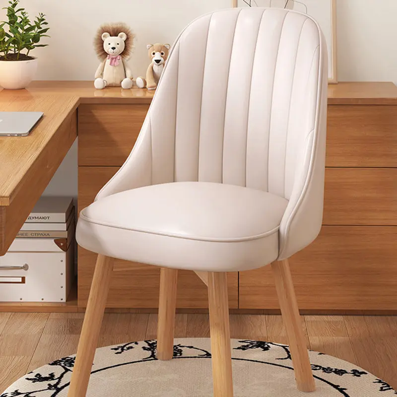 Modern Minimalist Square Curve Wood Fabric Faux Leather Desk Chair Backrest For Home Office