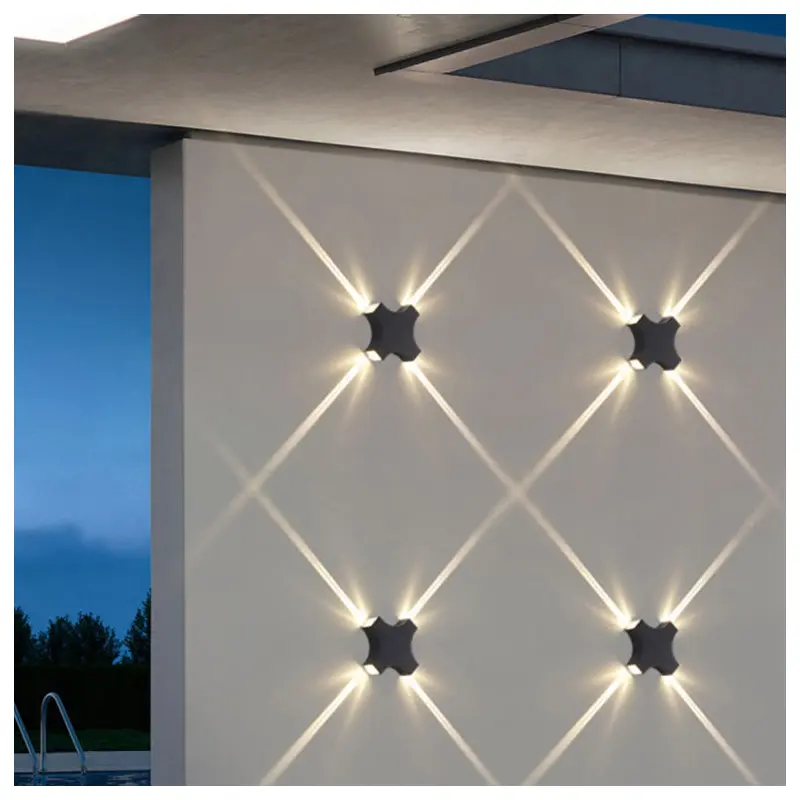 Contemporary Creative Waterproof Aluminum Crosshair Star LED Wall Sconce Lamp For Outdoor Patio