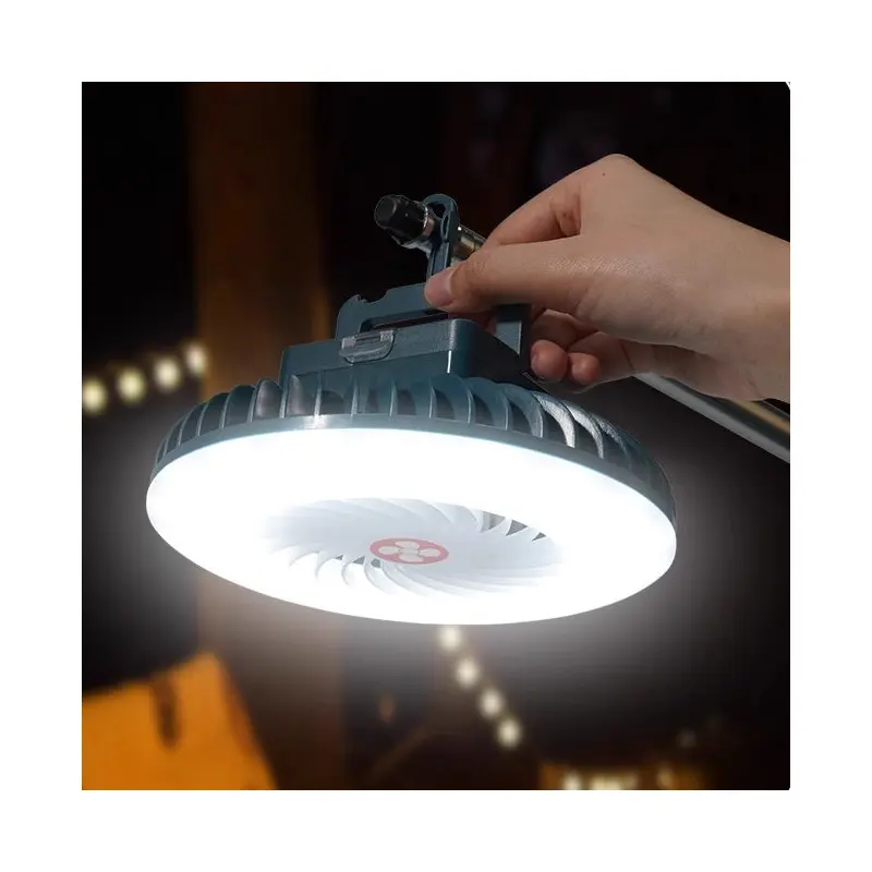 Modern Simplicity Rechargeable Waterproof ABS Round Magnetic Camping Hanging LED Outdoor Fan Light For Outdoor Patio