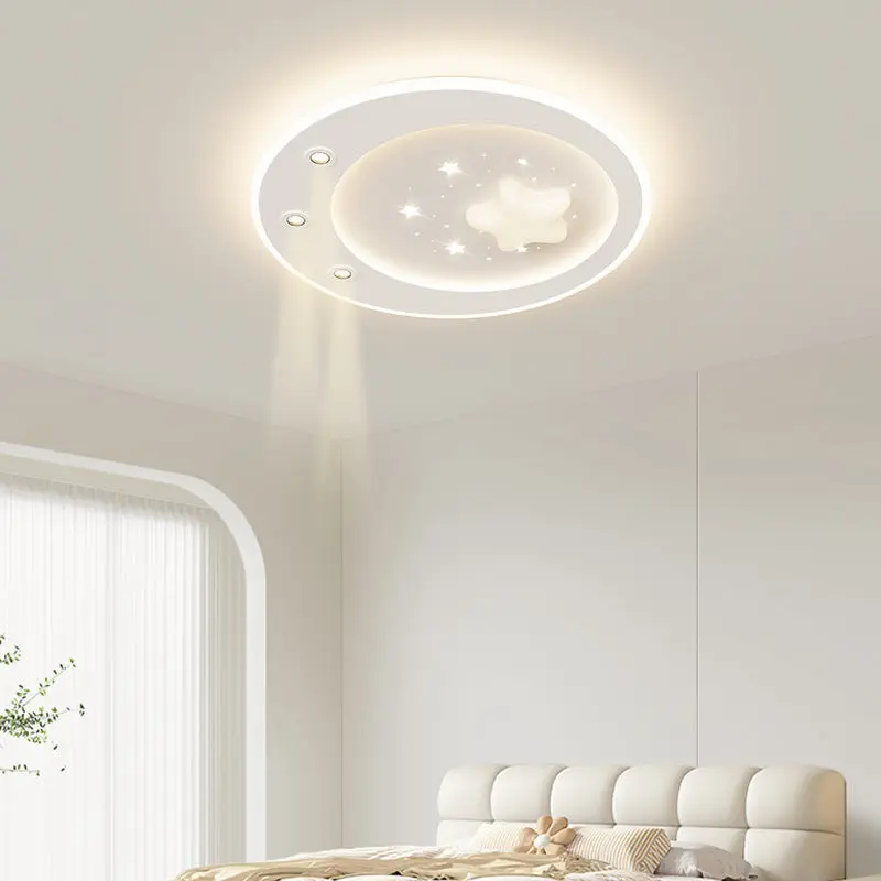 Modern Simplicity Star Round Iron Acrylic PE LED Flush Mount Ceiling Light For Bedroom