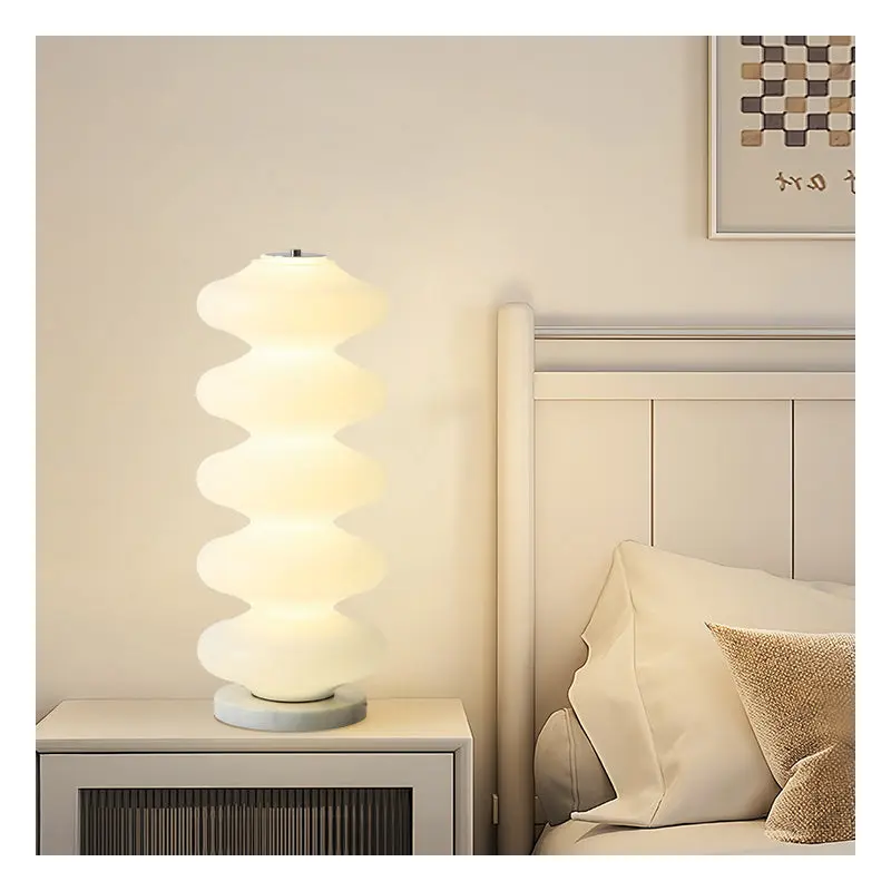 Contemporary Creative Acrylic & Marble LED Table Lamp With Multi-Oval Design For Bedroom & Living Room