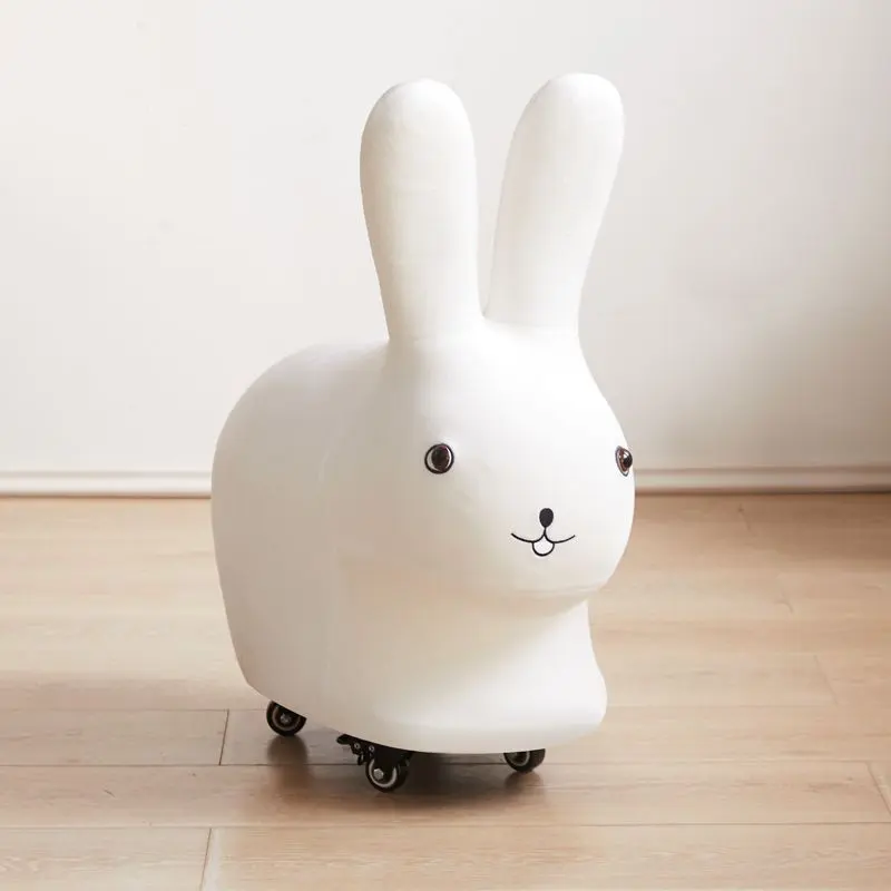 Contemporary Creative Cute Animal Rabbit Fabric Low Stool With Pulley For Living Room