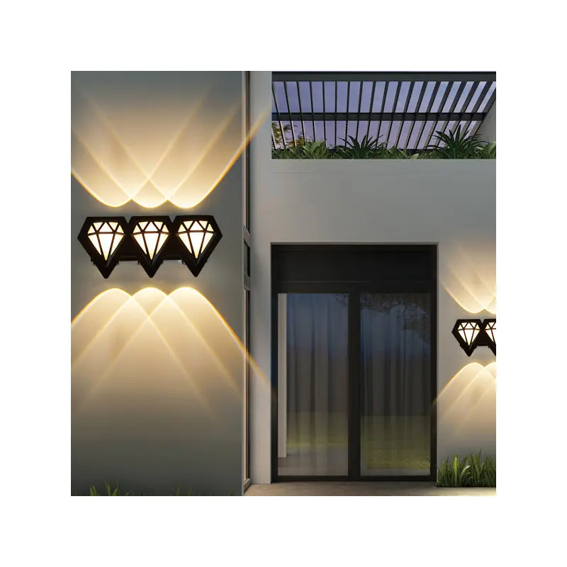 Contemporary Creative Waterproof Aluminum Acrylic Diamond LED Wall Sconce Lamp For Outdoor Patio